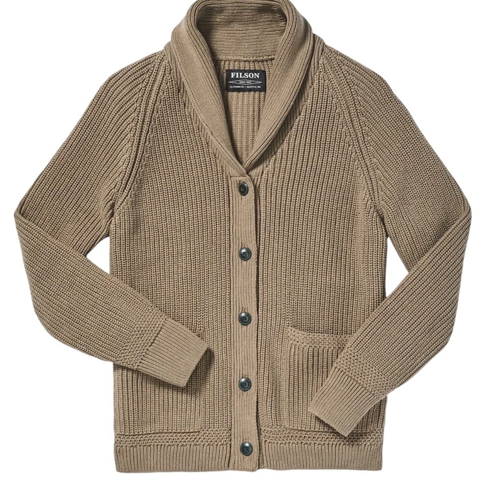 C.C Filson Co. Women’s Wingham Island Cardigan Sweater Size XS‎ Dark Tan Cotton